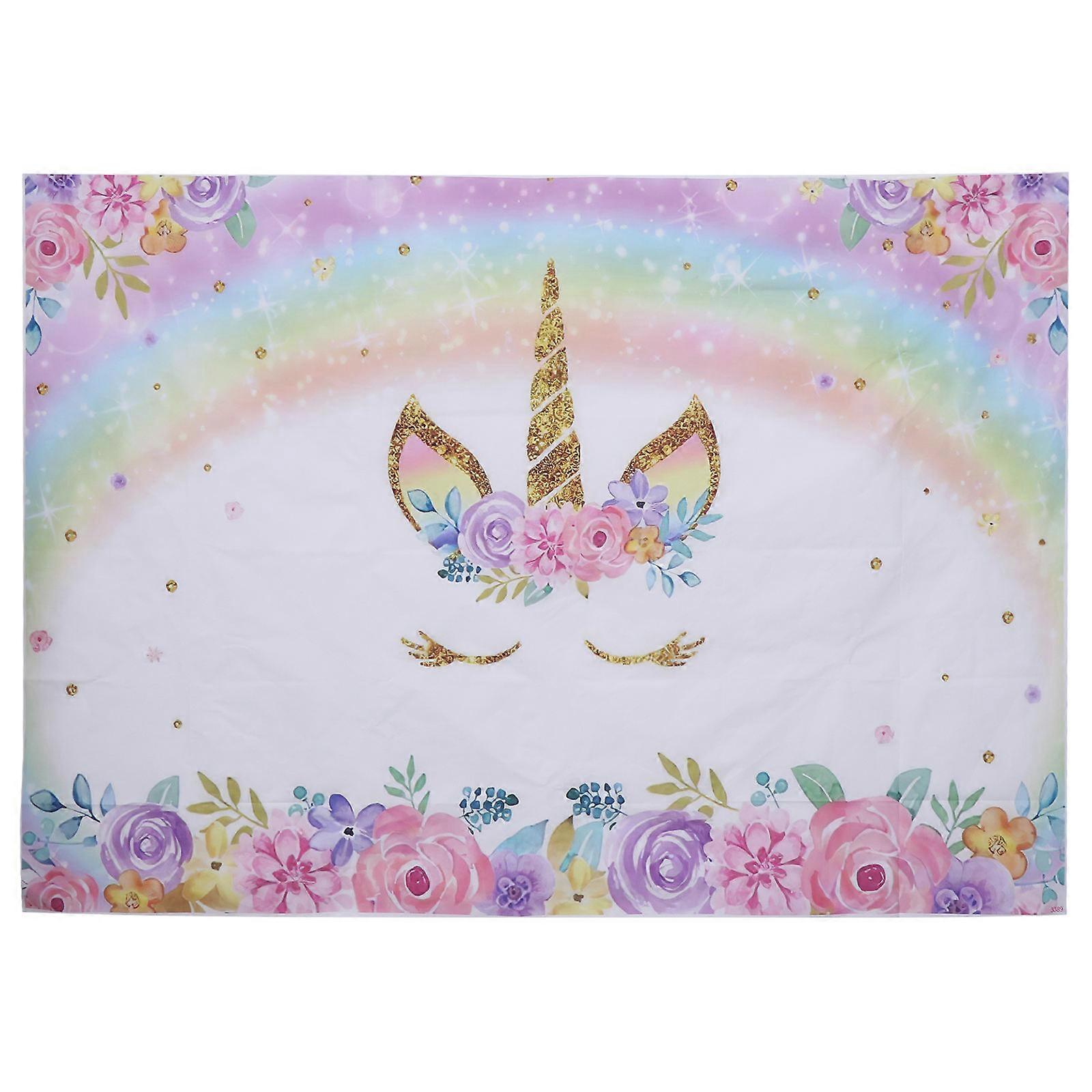 Vibrant Unicorn Printed Backdrop Cloth for Photography, Birthday Decorations and Events Durable Material for Detailed Images
