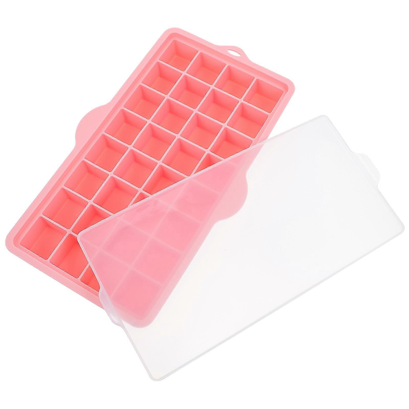 Silicone Ice Cube Tray With Lid Rectangular Honeycomb Grid Food Storage Refrigerator Compatible 1Pack