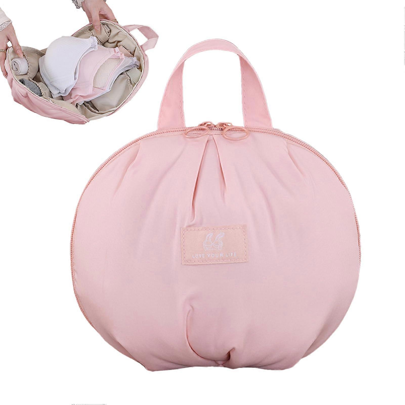 Underwear Travel Organizer Travel Underwear Packing Cube with Handle, Storage with Zipper Pink L
