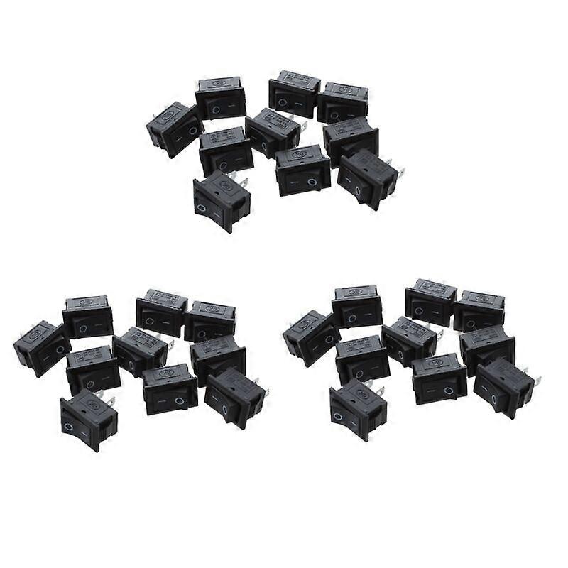 30 pcs SPST Mini Black 2-Pin Toggle Switch AC 125V 10A 250V 6A