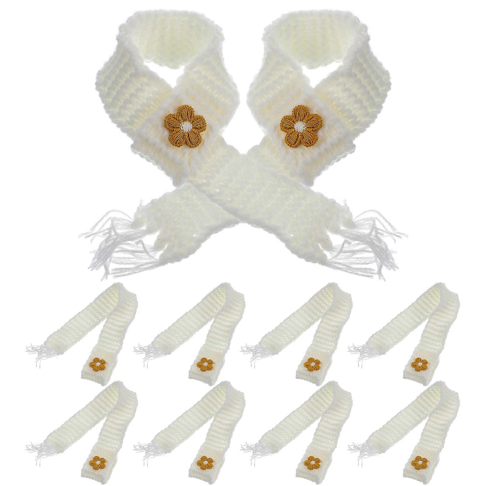 Miniature Doll Scarf Decorative Adjustable Mini Scarf For Dolls And Lollipops White Cotton 22.00X2.50X0.10cm 10Pcs