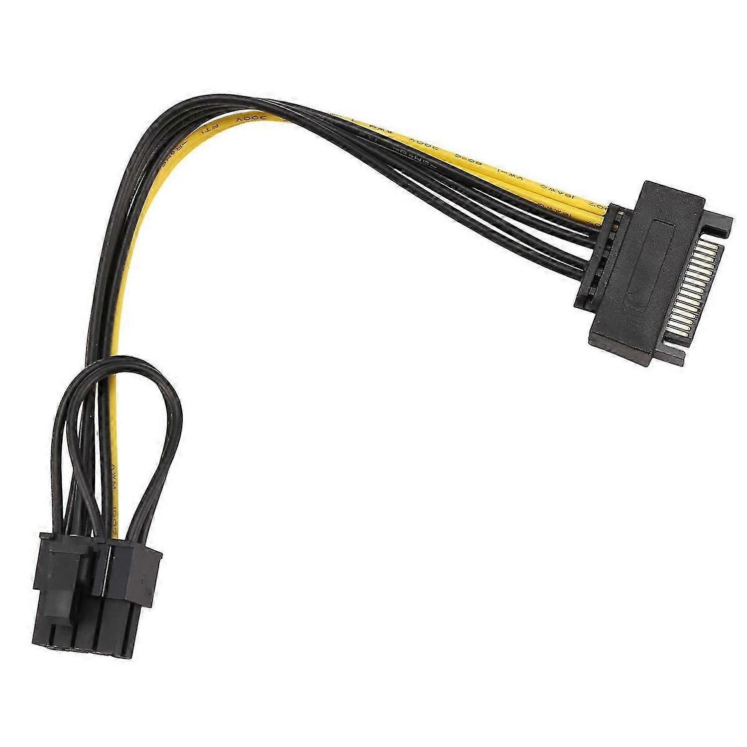 15ピンSATAオス-8ピン(6 + 2)PCI-E電源ケーブルSATAケーブル15ピン-8ピンケーブル18AWGワイヤーfo