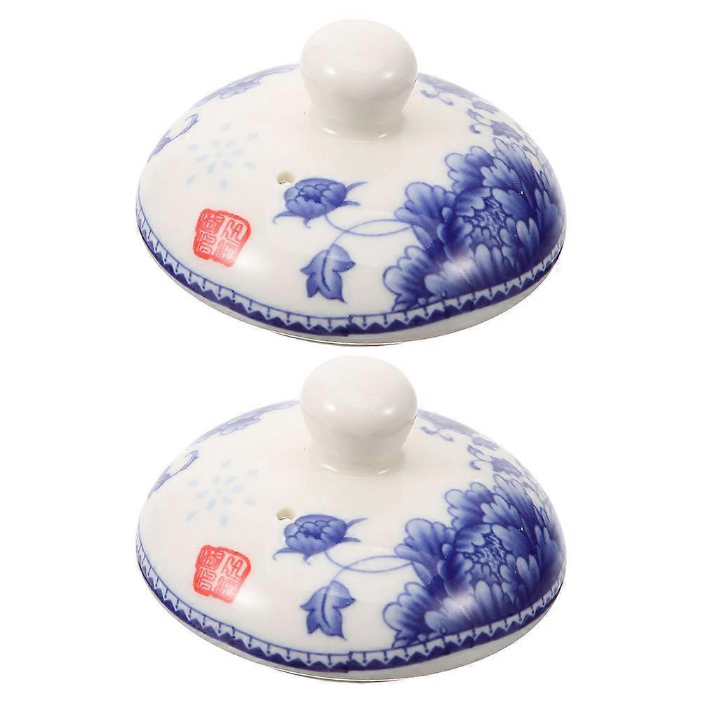Ceramic Teacup Lid Easy Maintenance Elegant Tea Cups 2Pcs
