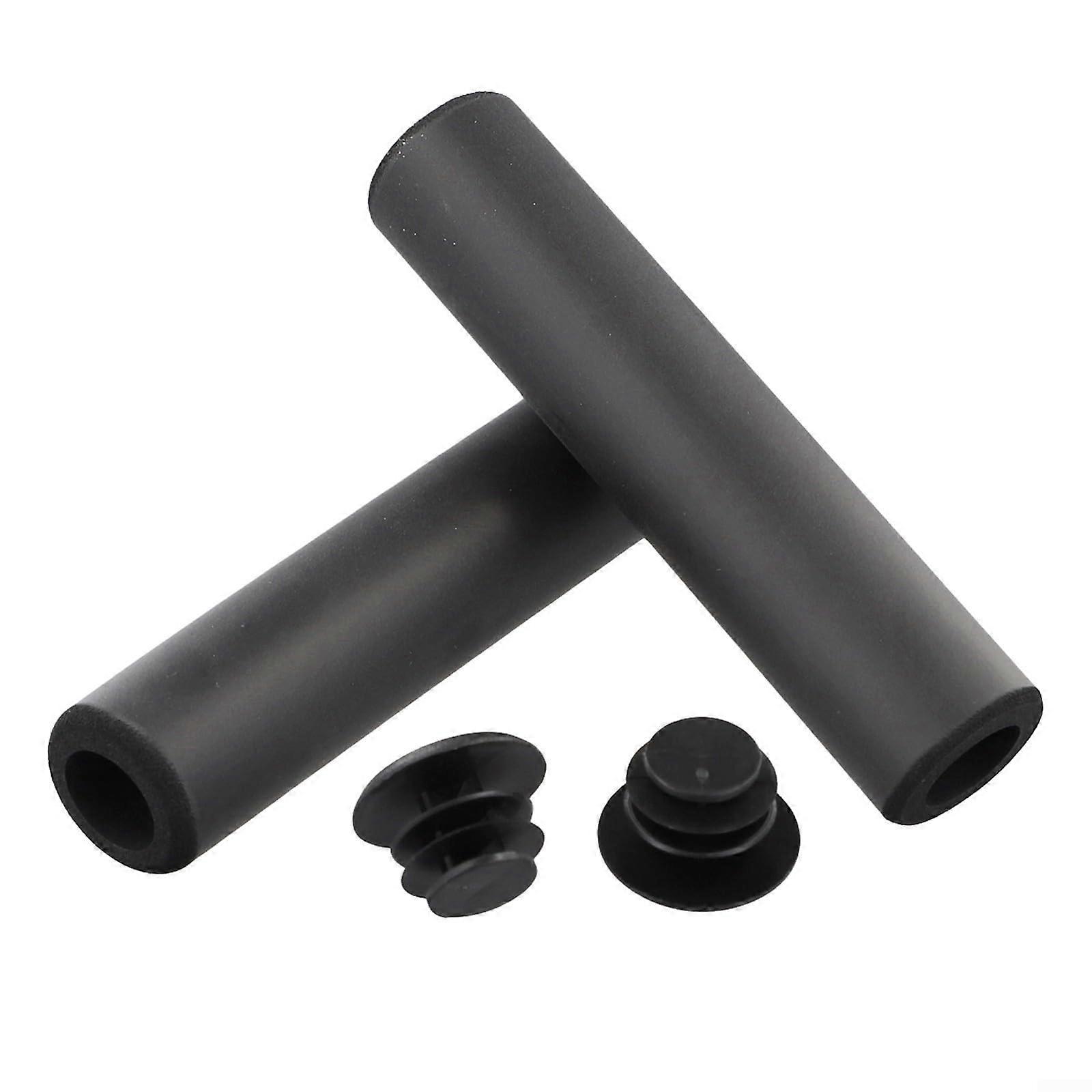 Comfortable silicone sponge bicycle handlebar grips, easy installation and maintenance (black)