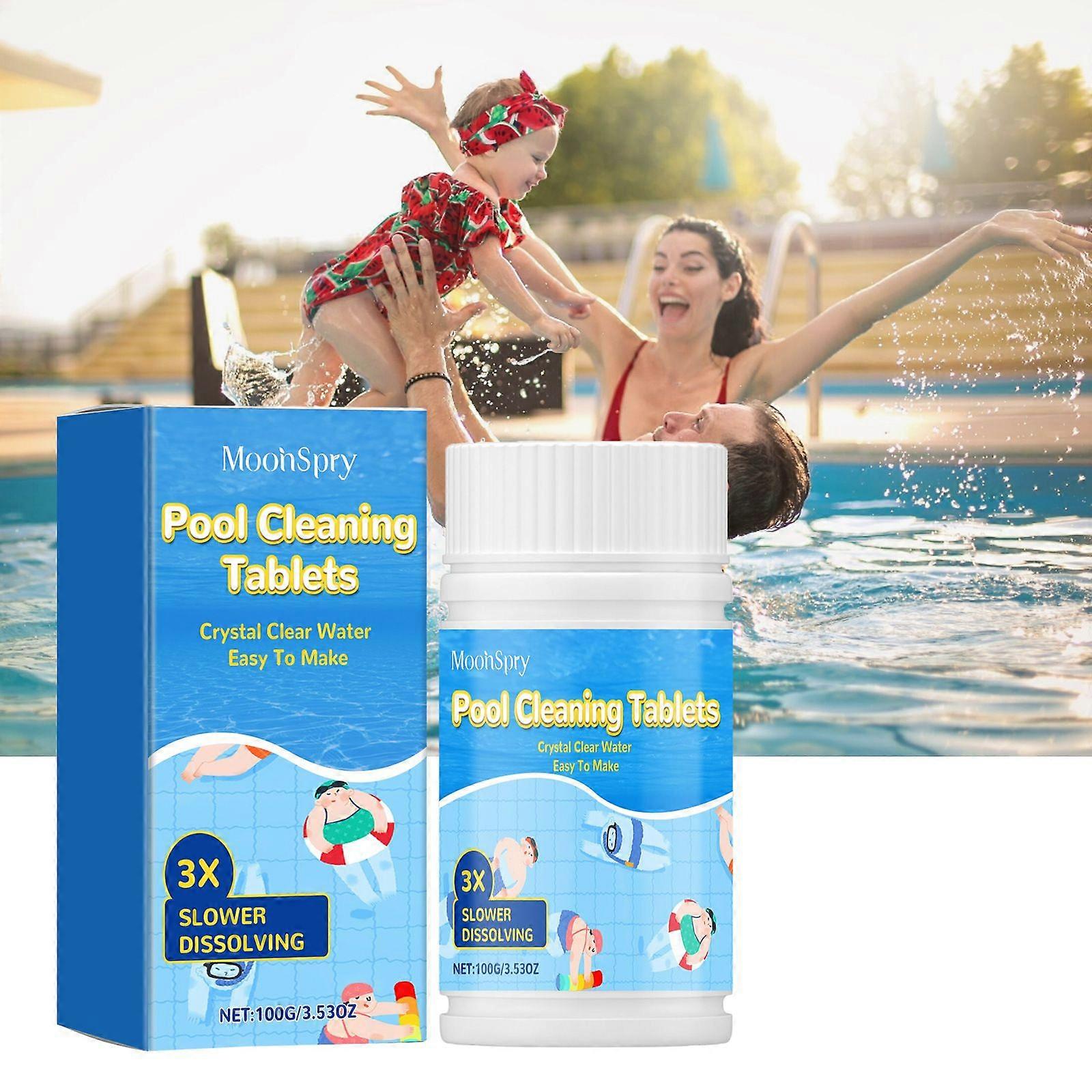 Chlorine Tablets for Swimming Pool, 100g Chlorine Tablets for Hot Tub, Slow-Dissolving Cleaning Tablet for Swimming Pool Spa Hot Tub Bathtubs Instant