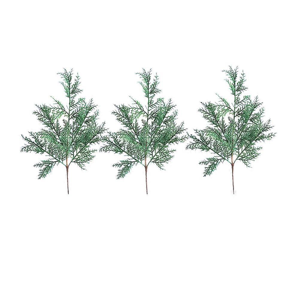 Artificial Green Pine Needles Branches Simulation Pine Cypress Short Branch Lifelike Appearance For Home Decor 6Pcs