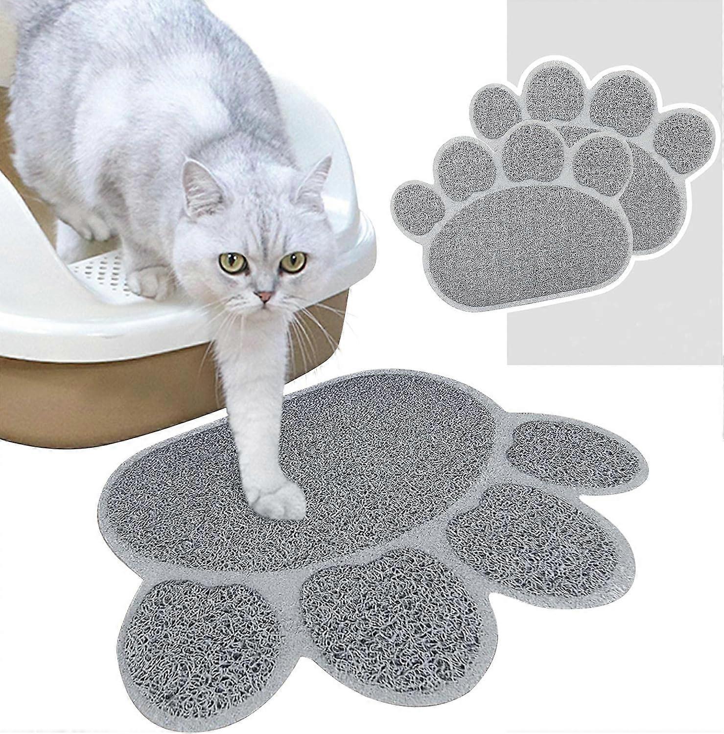 Cat Litter Mat, 2 Pieces High Quality Large Cat Litter Box, PVC Material, Gray