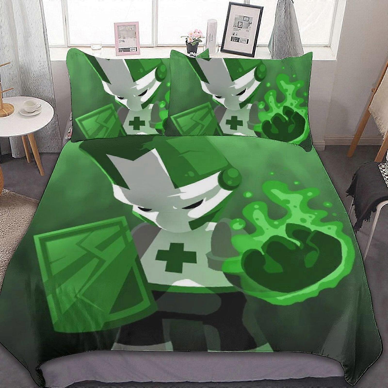 Castle Crashers 3 Pcs Bed Sheets Set Breathable Duvet Cover with 2 Pillow Shams Soft All Seasons Bedding Set