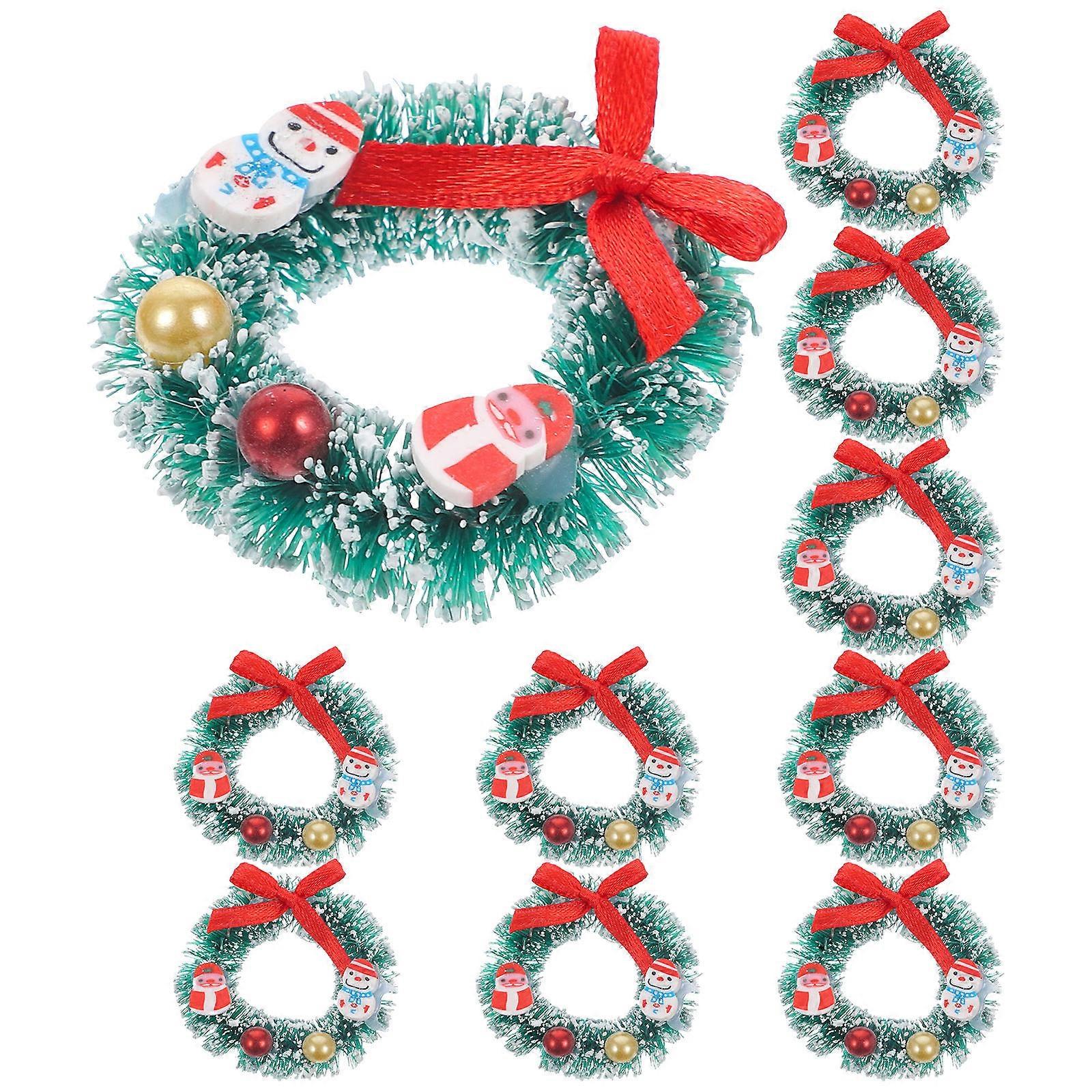 Here's a polished and professional product description based on your input:
**10pcs Miniature Wreath Christmas Ornaments Festive Figurines &