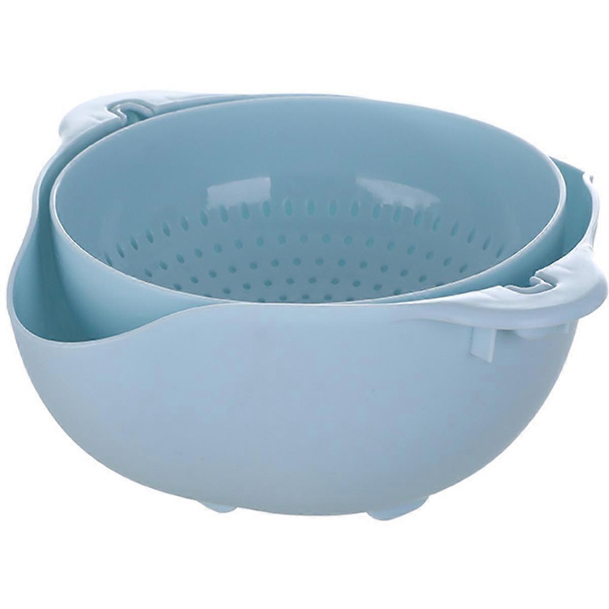 Fruit Drainer Bowl Multifunction Drain Basket Kitchen Cleaning Household Users Blue 23.00X23.00X10.00CM Water Filtering 1Pack