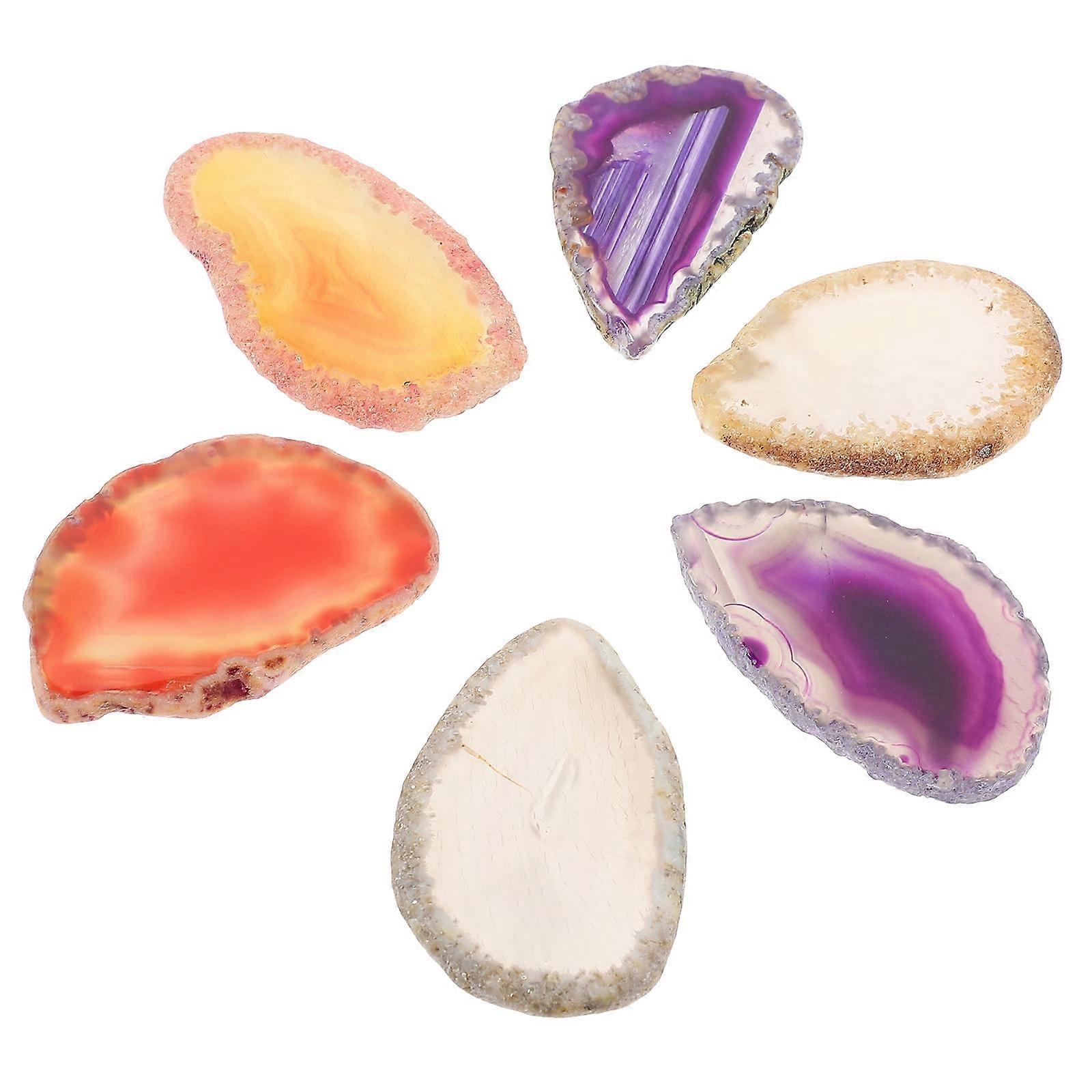 Agate Light Table Slices Natural Agate Wedding Centerpieces Assorted Color Properties 6Pcs