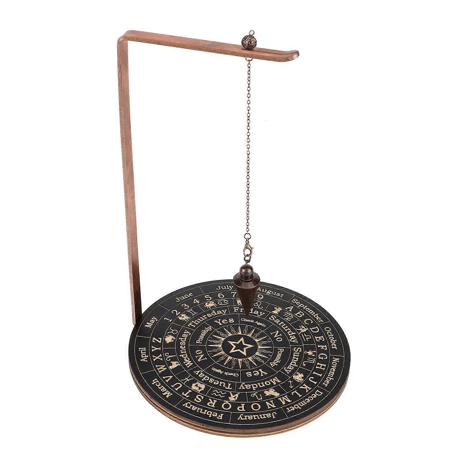 Pendulum Board Set, Stones Pendulum Holder with Divination Board, Insightful Witch Stand for Meditation and Divination (Style 1)