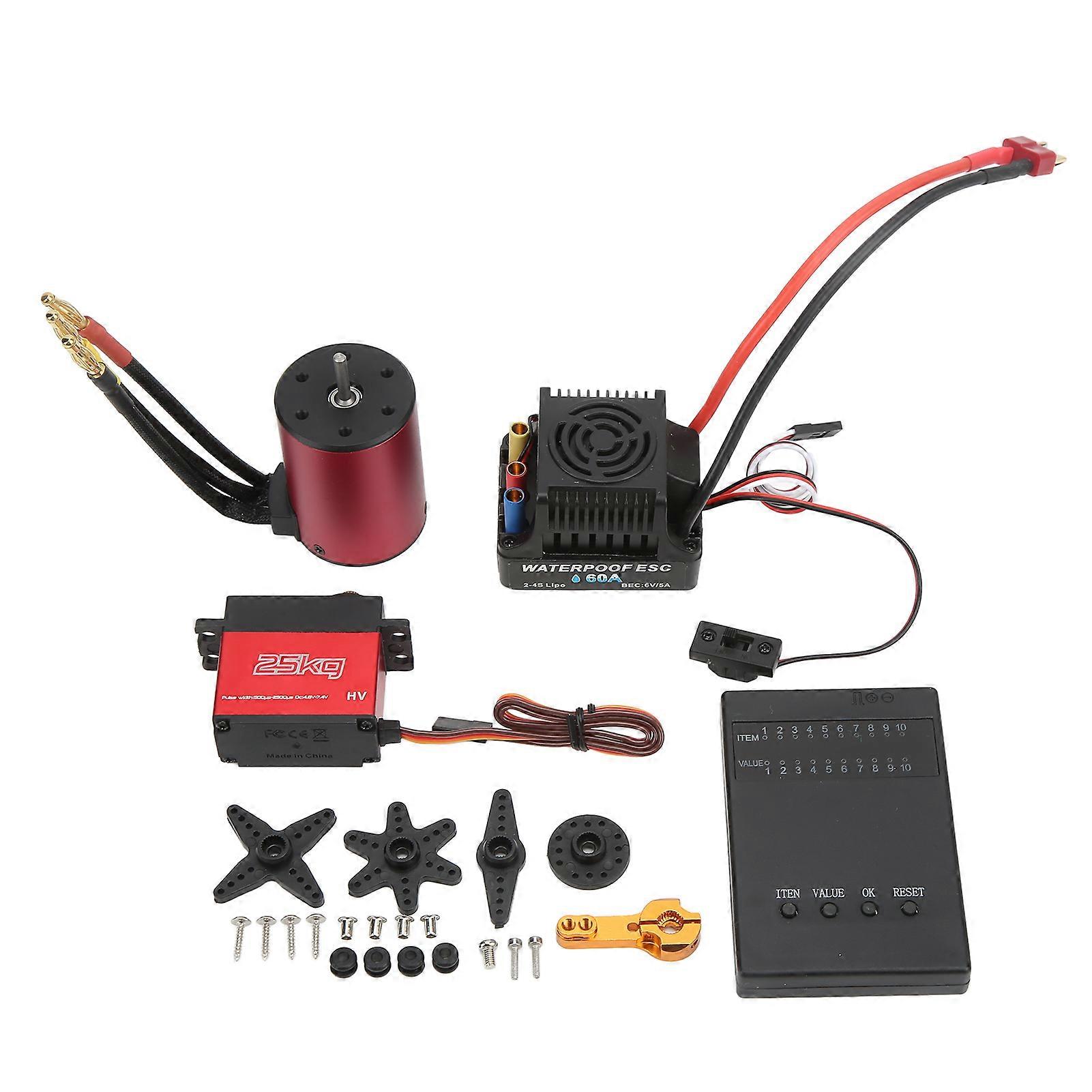 4300KV RC Brushless Motor 60A ESC Programming Card Kit Universal for 1/8 1/10 Remote Control Car