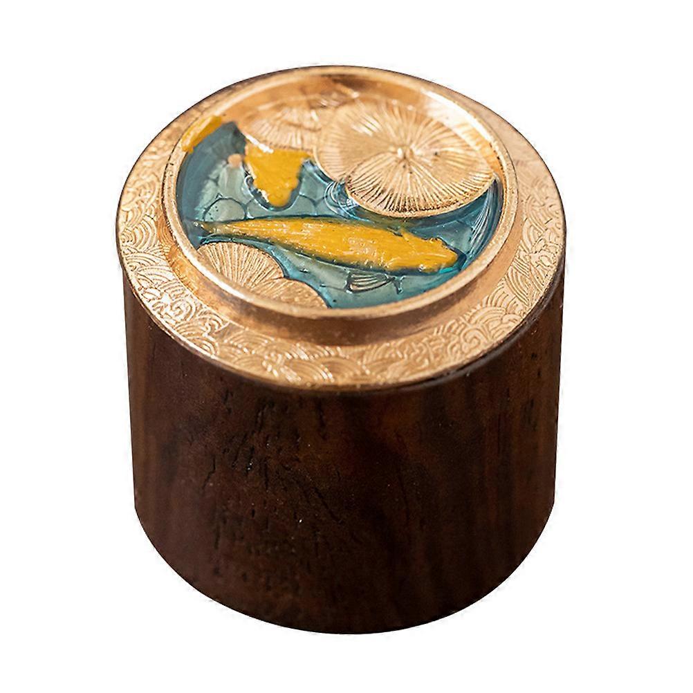 Wooden Copper Teacup Lid Holder Square Shape Prevents Dirt After Touching Office Use 1Set