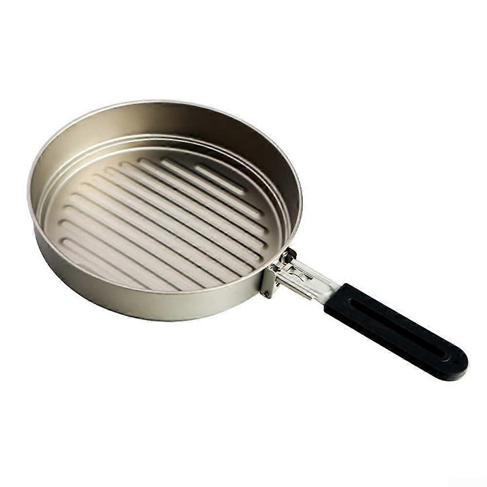 Efficient Titanium Frying Pan with Folding Handle for Camping and Outdoor Cooking, Lightweight and Portable 10-Inch Size