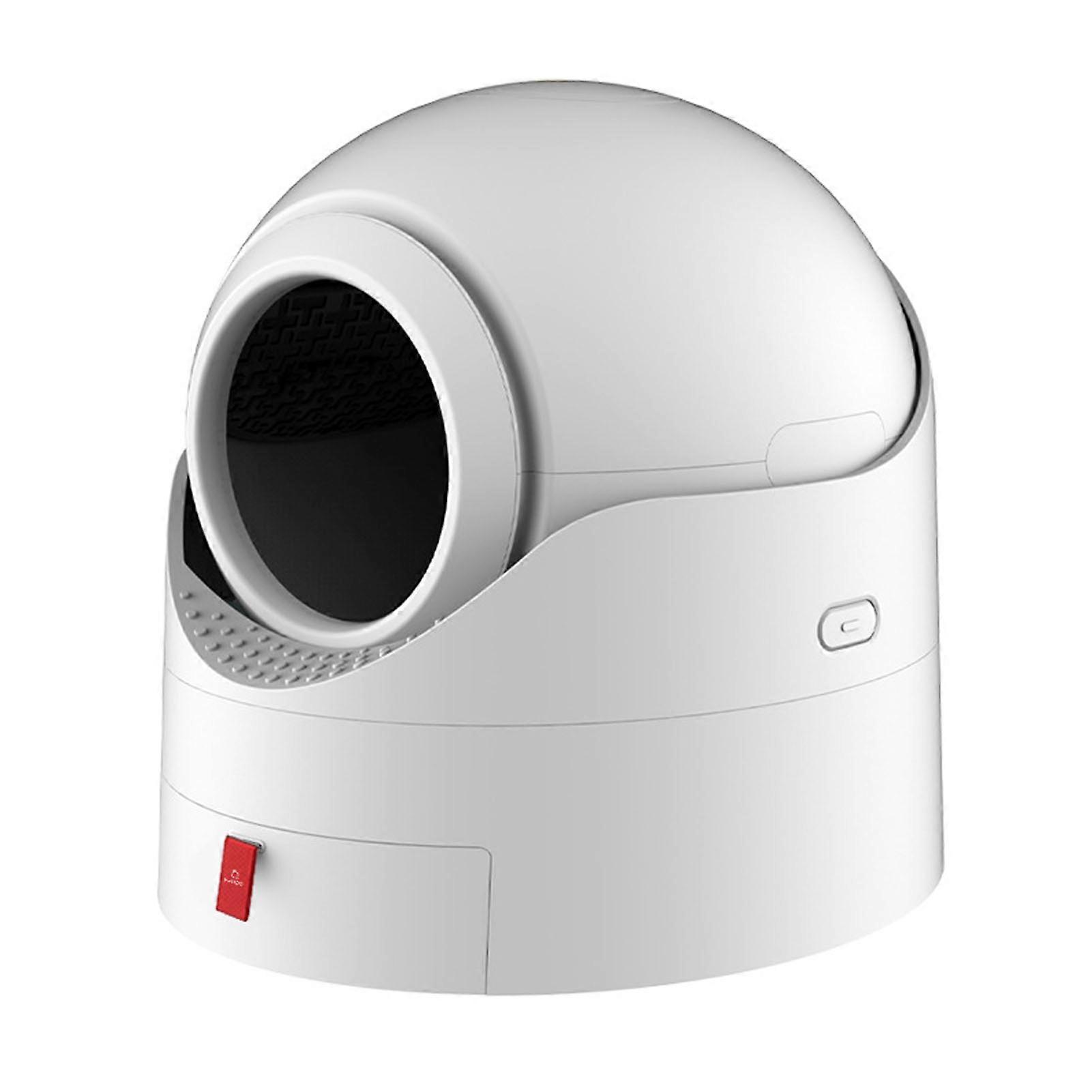 Semi Automatic Cat Toilet Box Fully Closed Odor Resistant Extra Large Capacity Semi Automatic Cat Litter Box White