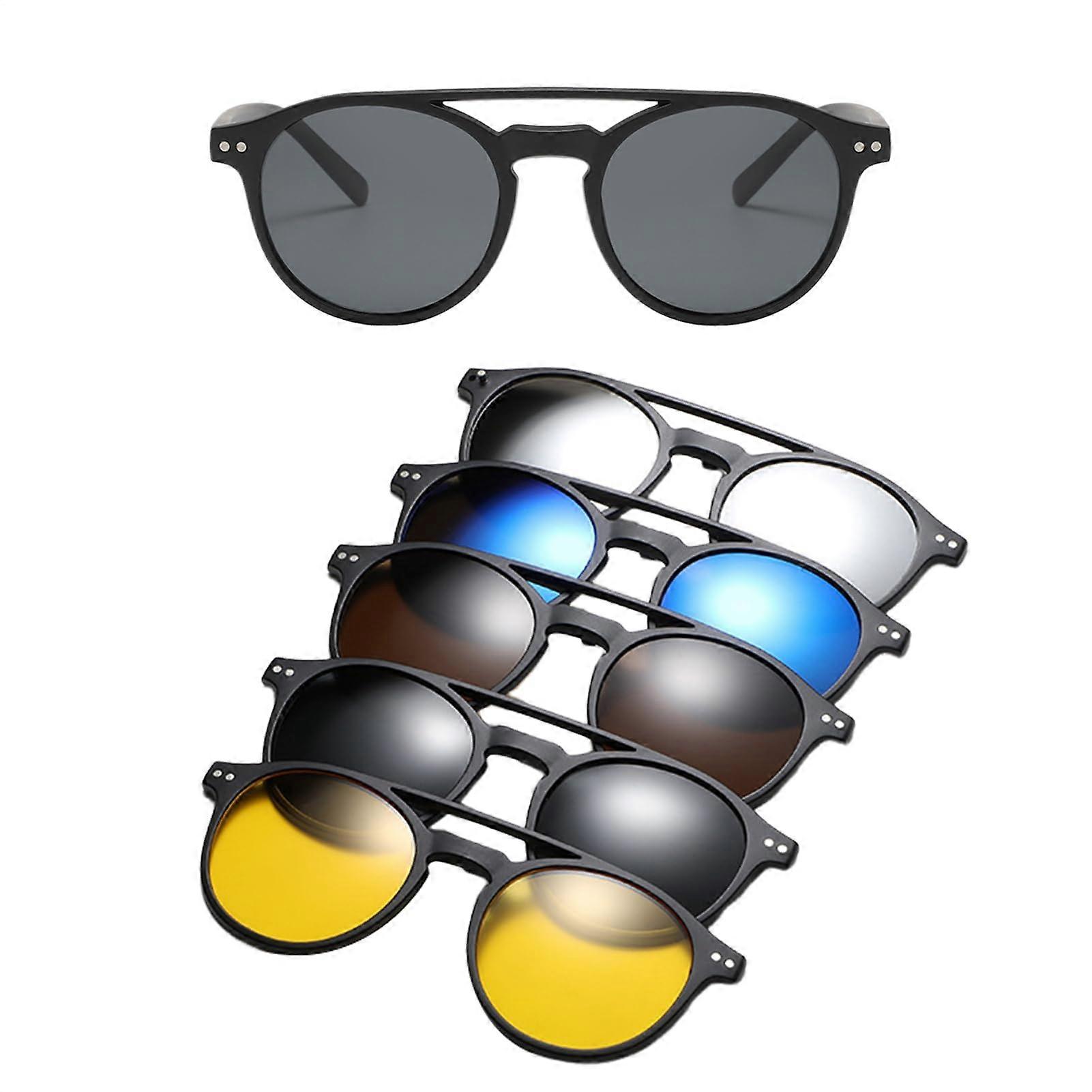 Magnetic Sunglasses Anti-Glare Folding Eyewear Polarized Shield Lens Durable Unisex Frame for Day and Night Driving
