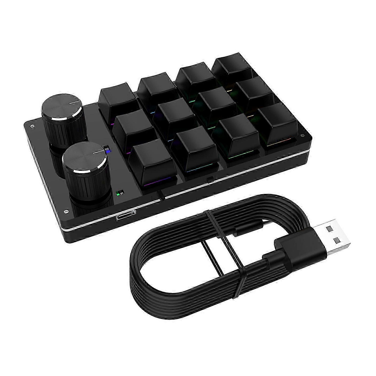 12-Key Programmable Macro Pad with 2 Knobs - Hot-Swappable Mechanical Keypad (White)