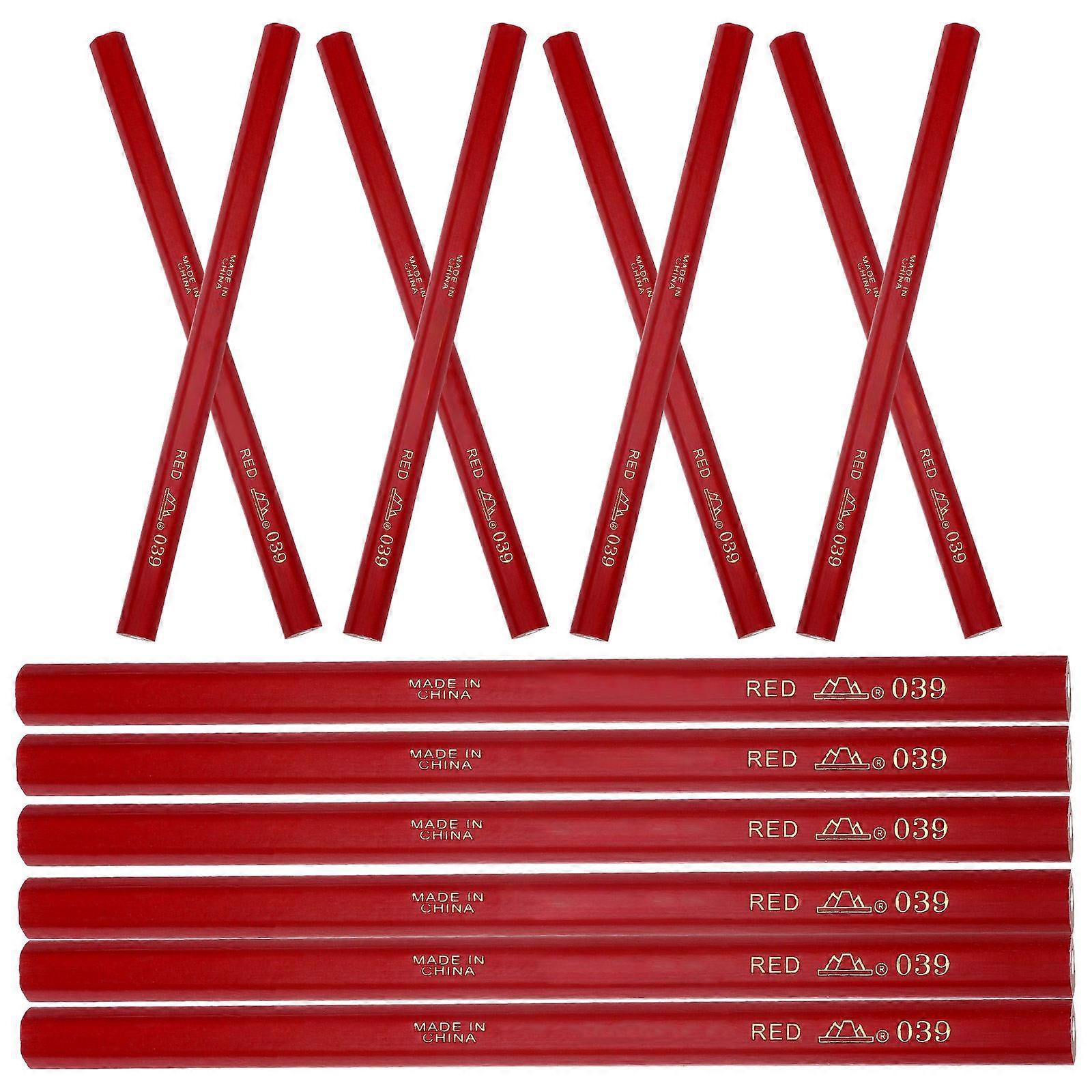 20 Professional Carpenter Pencils with Excellent Workmanship for Daily Use Wood Material Red Color
