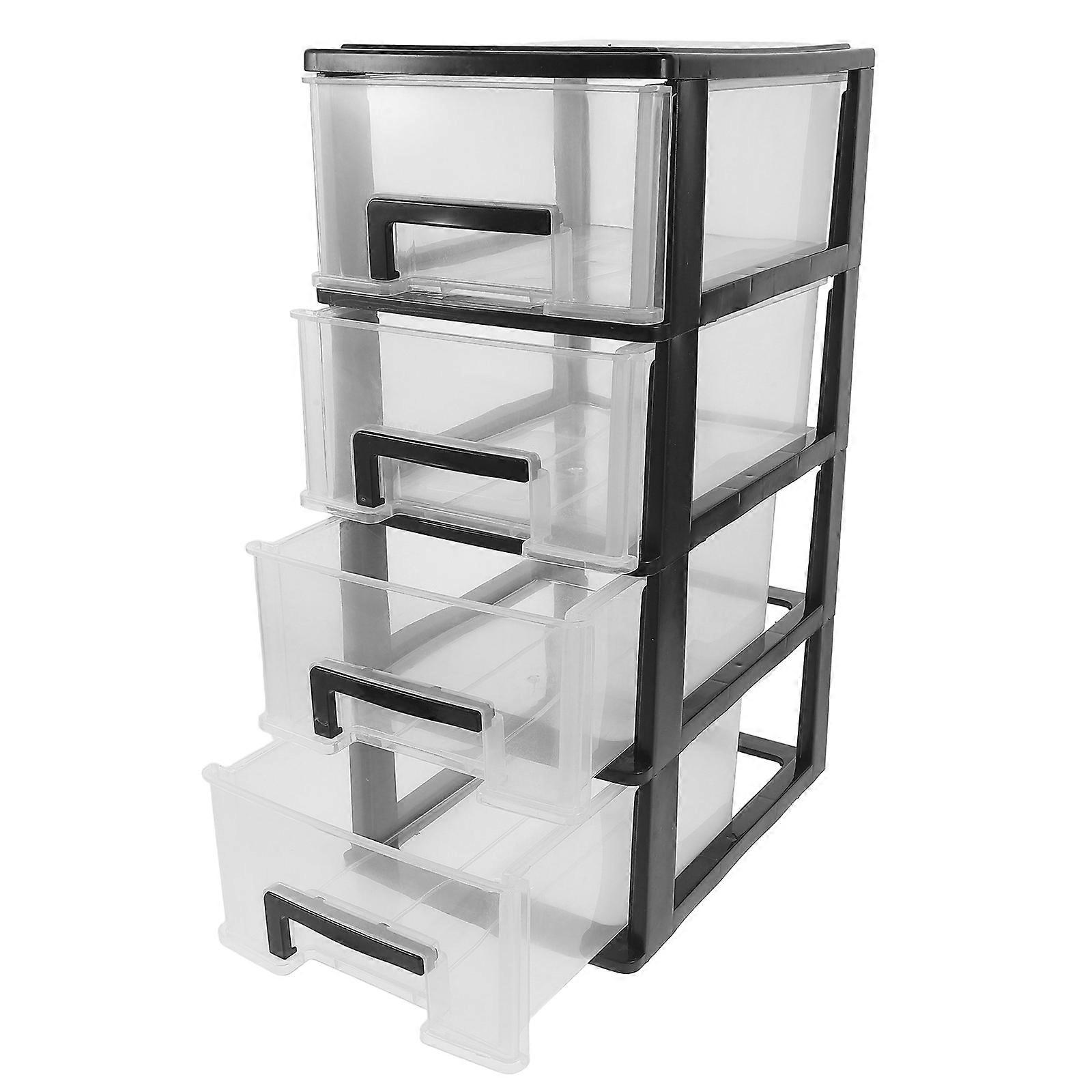 4 Layer Transparent Plastic Storage Cabinet, Portable Multifunctional Drawer Organizer for Office Home, Stylish Desktop Box for Cosmetics,