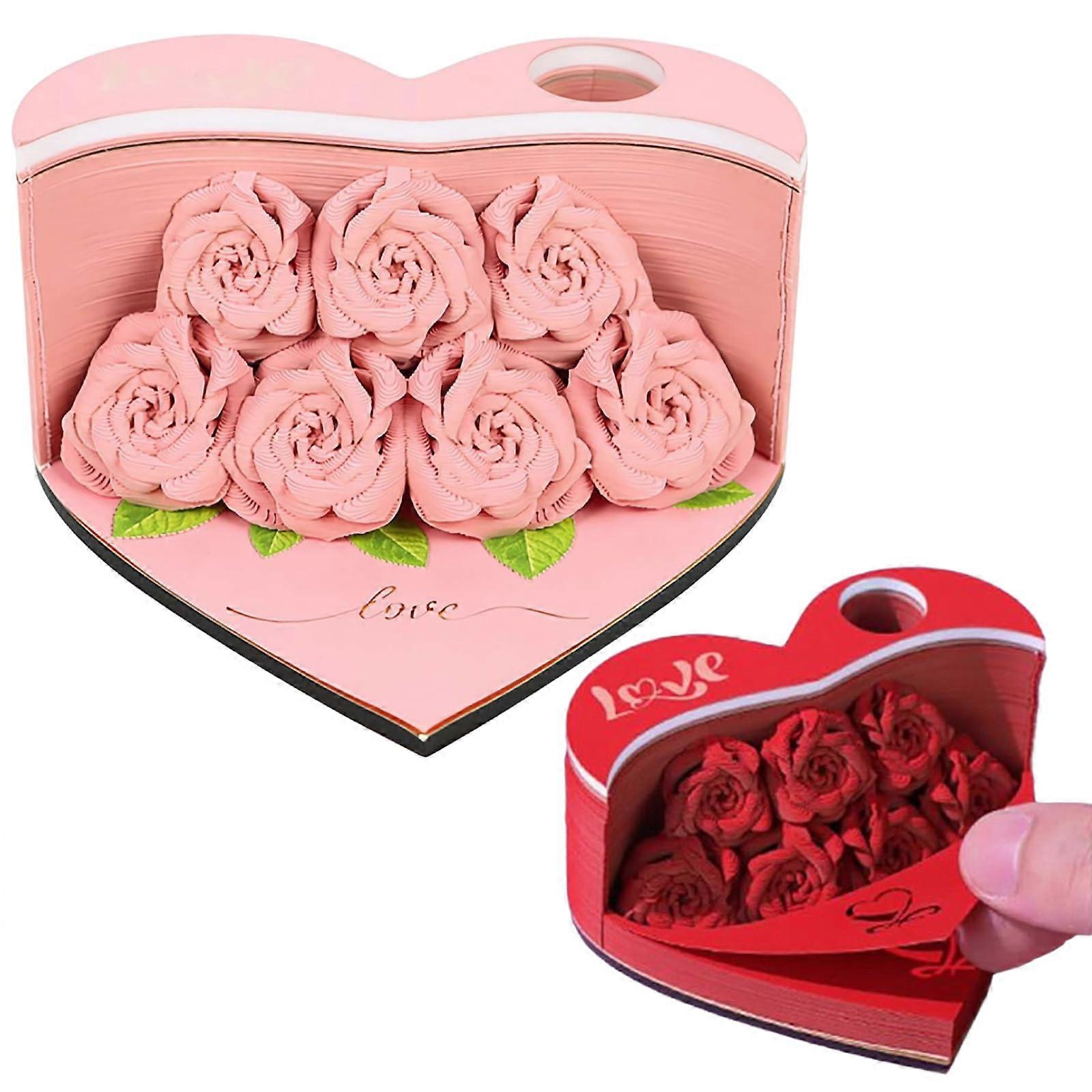 3D Rose Memo Pad  Calendar  Aesthetic Sticky Notes with 3D Carving,  DIY Desk Calendar  Fun Office Supplies