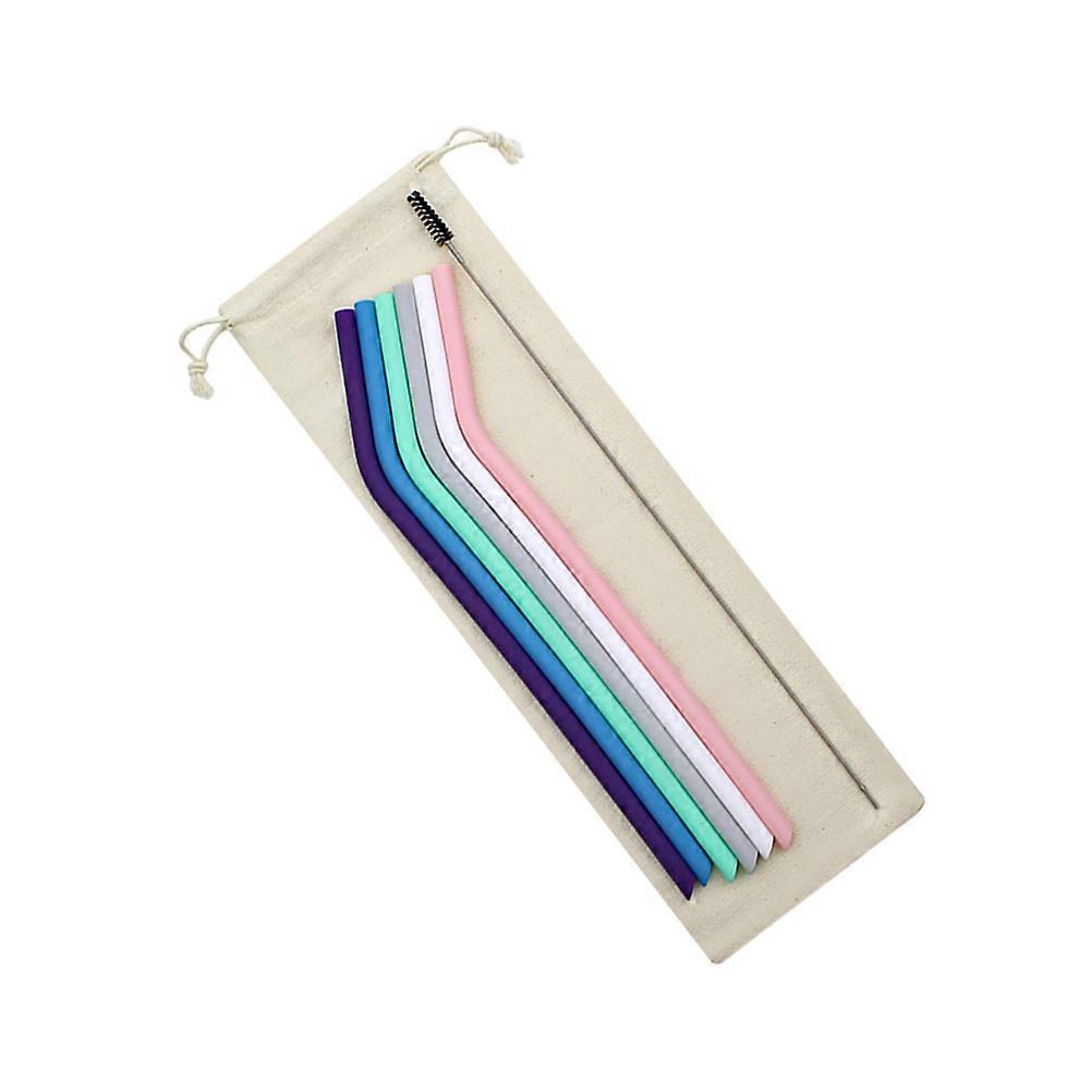 1 Set Portable Foldable Silicone Drinking Straws Reusable Party Straws for Men and Women (Curved Straw)