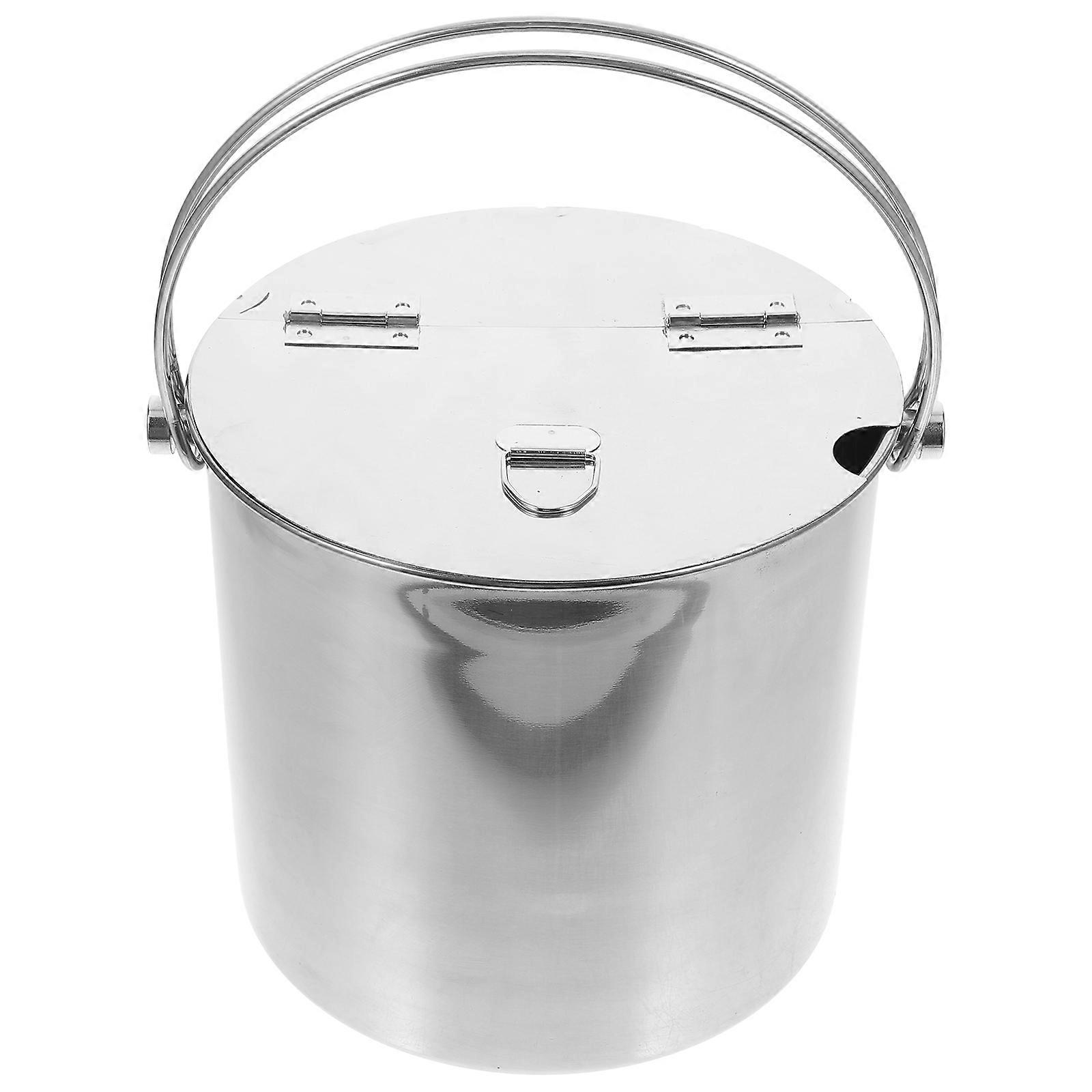 Stainless Steel Ice Cube Bucket with Handle   Multi Function Lidded Drink Pail for Beverages, Ice Storage, Outdoor Events