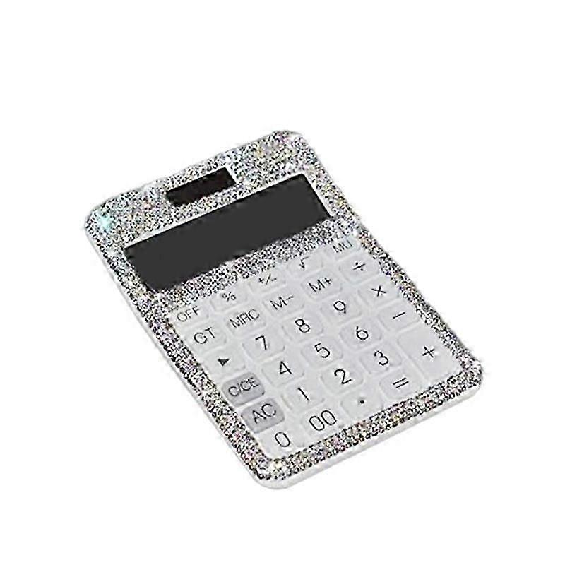Rhinestone Crystal Dazzling 12 Digit Solar and Battery Dual Power ,LCD Display Calculator for Office