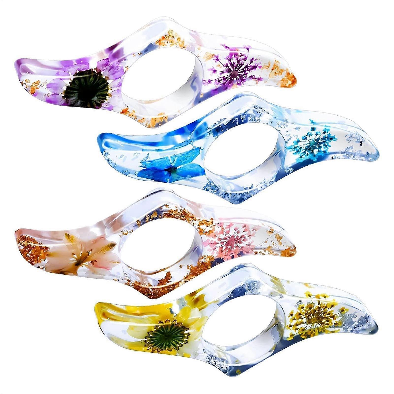 Thumb Book Holder, Set of 4 Resin Transparent Flower Page Holders for Book Lovers