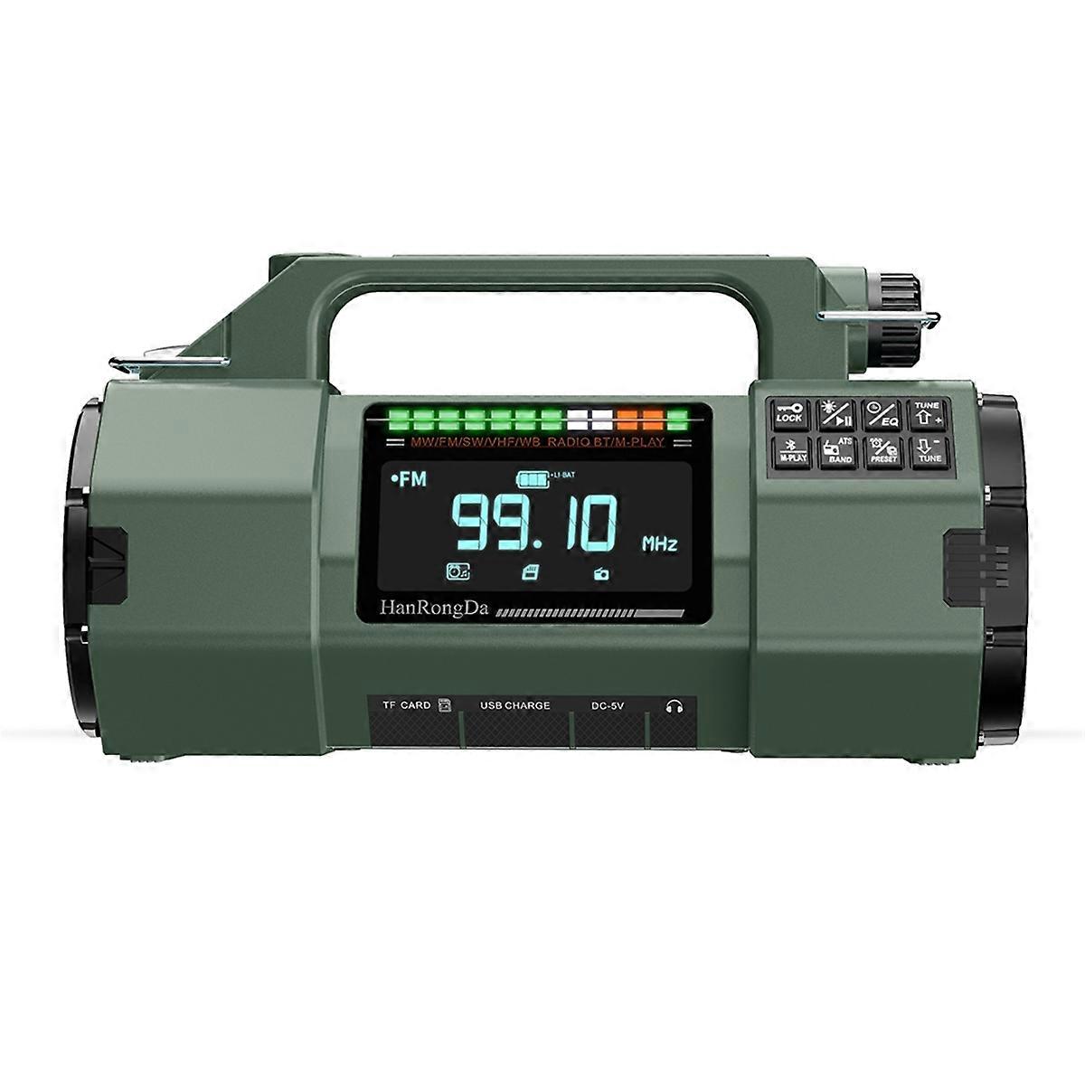 Nouveau -908 Radio solaire à manivelle Haut-parleur d’éclairage d’urgence pleine bande FM / MW / SW / VHF / SOS Radio B