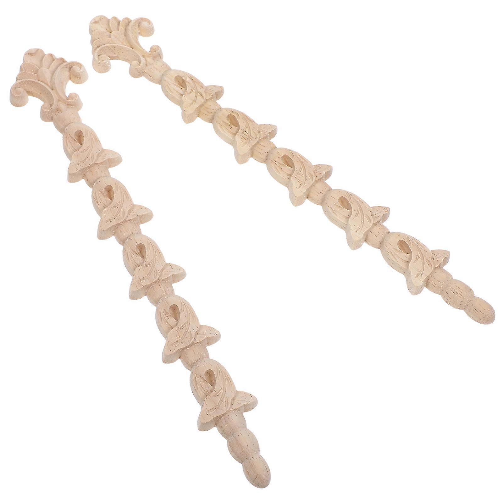 木製家具の装飾ベッド用ヨーロピアンスタイルのアップリケ塗装されていない彫刻された装飾品8.7X1.4X0.3in 2Pcs