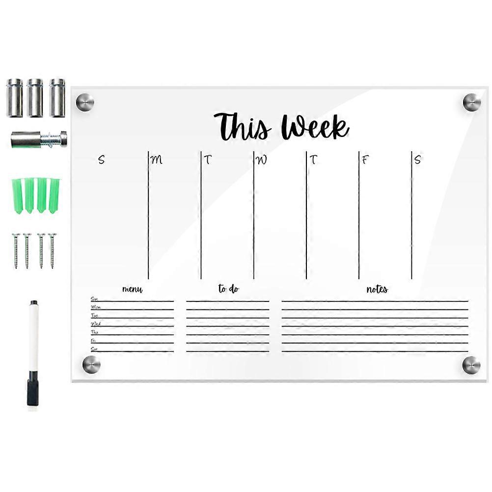 Wall Mounted Calendar Acrylic Wall Calendar Office Workers Rectangular Shape 40X29.7CM Erasable Weekly Planner 1 Set
