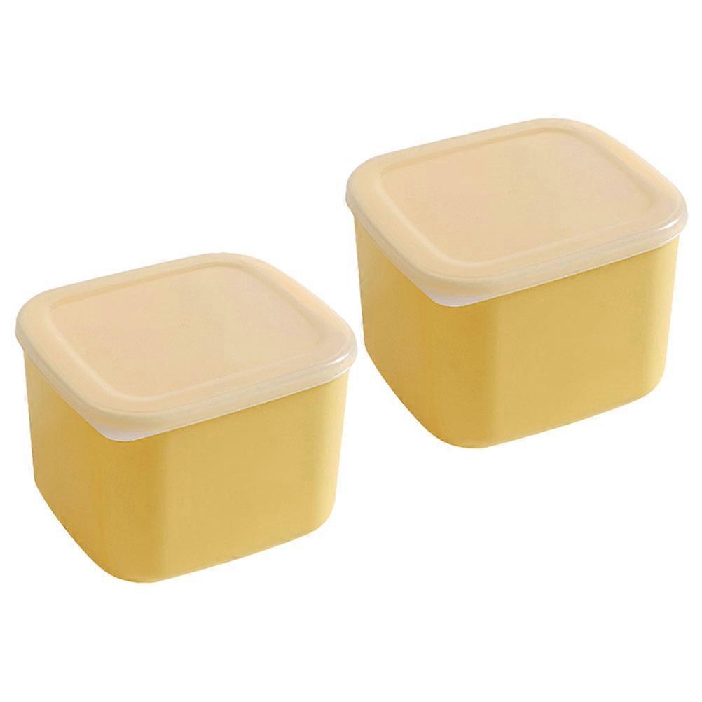 Cheese Keeper for Refrigerator Yellow PP PE Material High Durability 2 Pcs 3.54x2.95x1.77 Inches