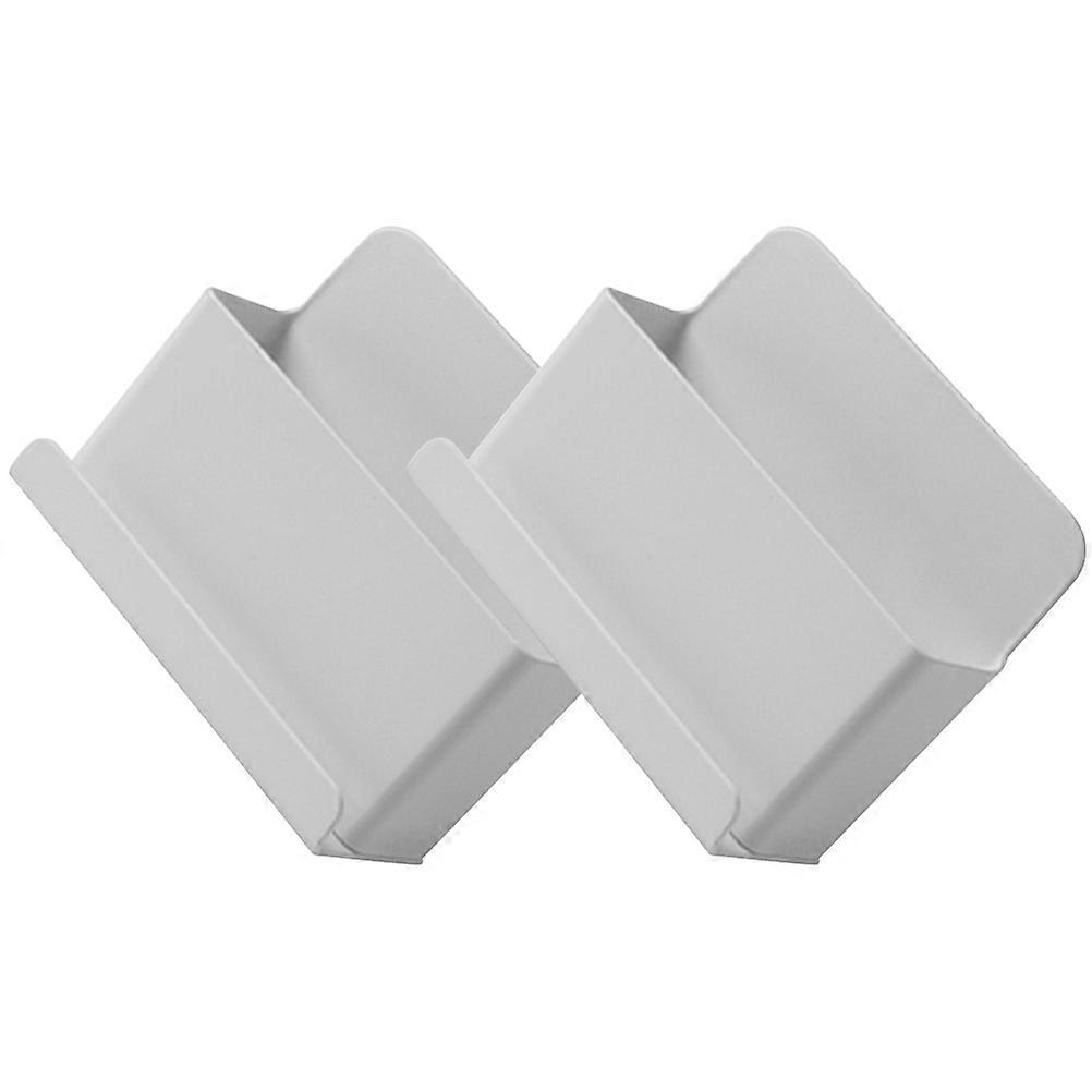 Wall Adhesive Box for Storage Use Safe PP Material Light Grey Organize Phones Cables Keys 2 Pcs