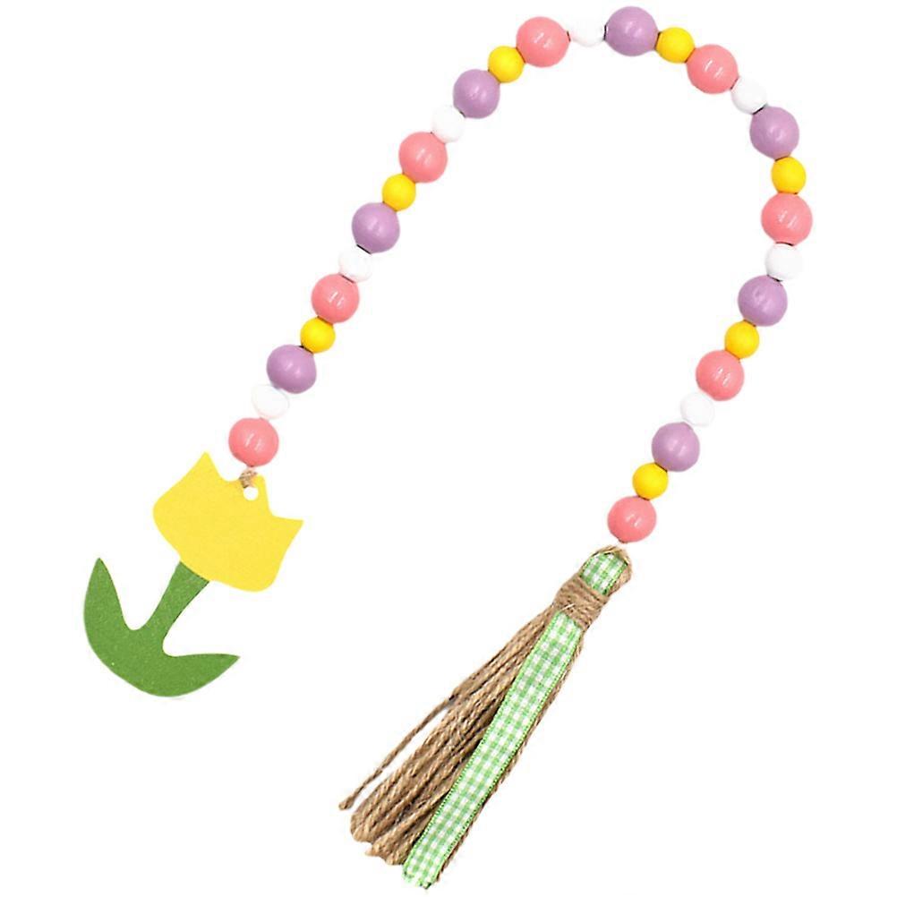 Tassel Beaded Pendant Wooden Beads String for Hanging Decor Multi Color