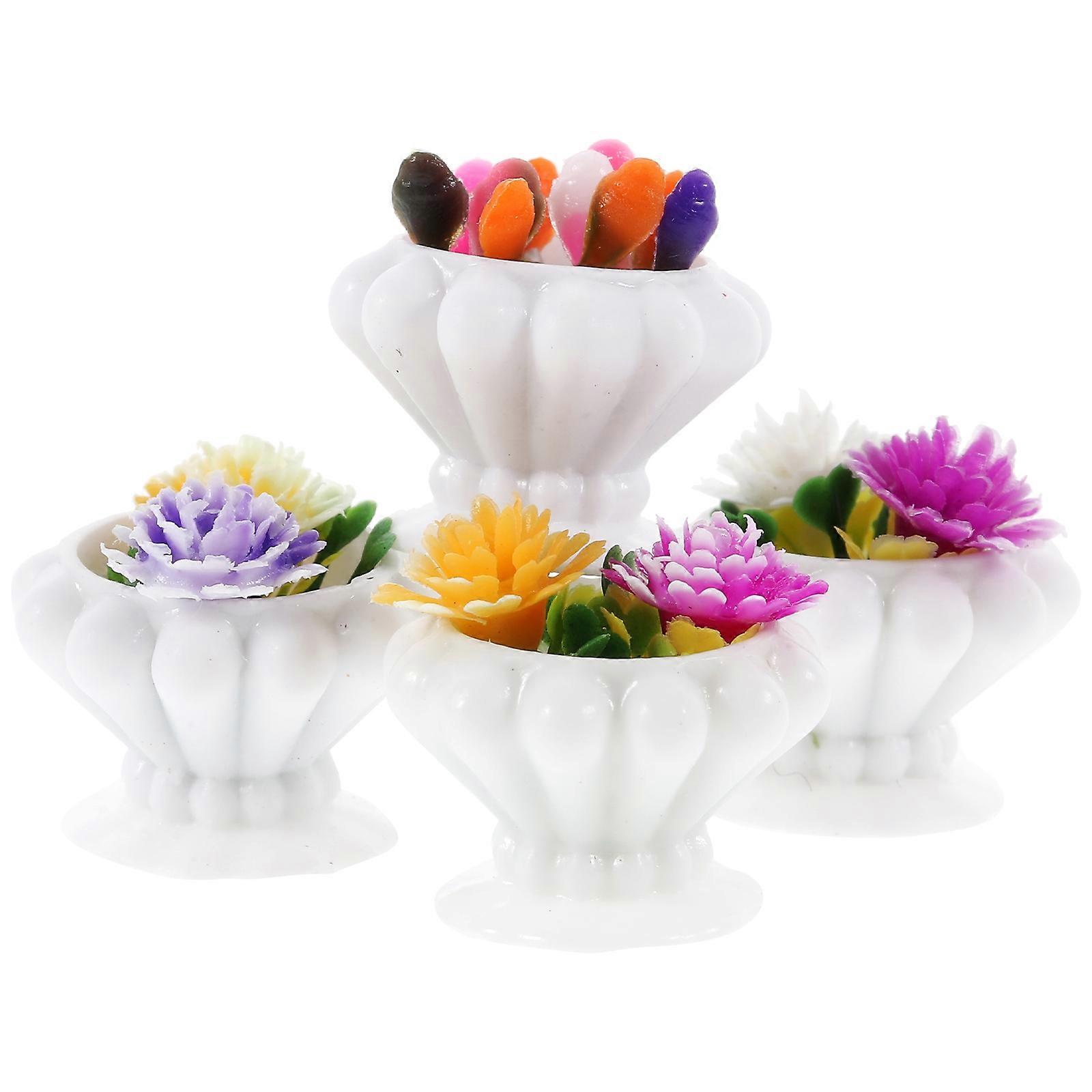 Lifelike Miniature Plants in Assorted Colors for Tabletop Decor Resin Made Craftsmanship 4pcs