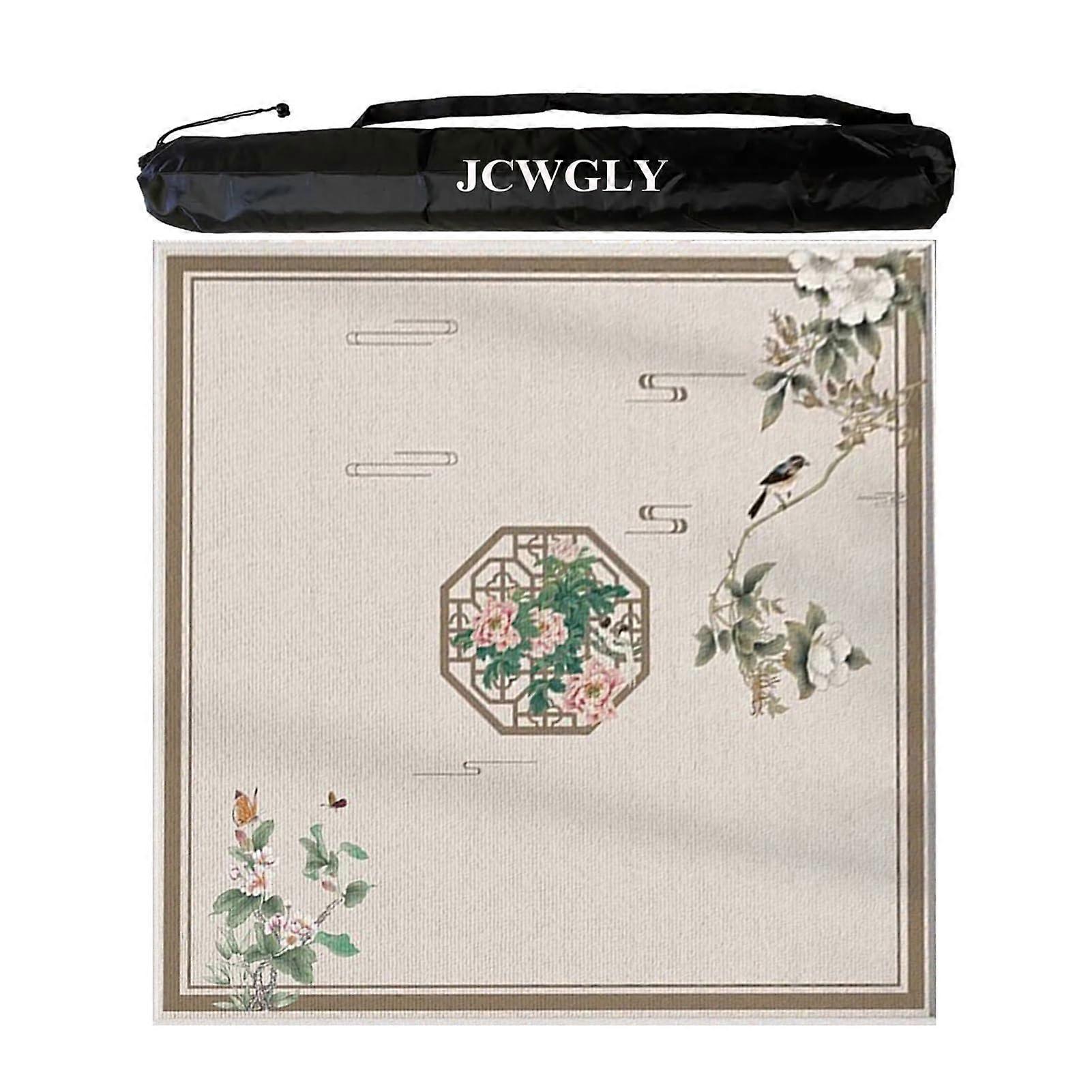 Chinese Square Mahjong Mat for Tables, NonSlip, Noise Reduction, Easy to Clean (Beige 120x120cm)