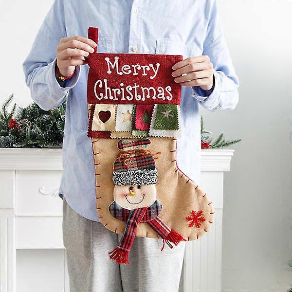 1 Stück Frohe Weihnachten Große Weihnachtsstrümpfe Weihnachtsmann Schneemann.