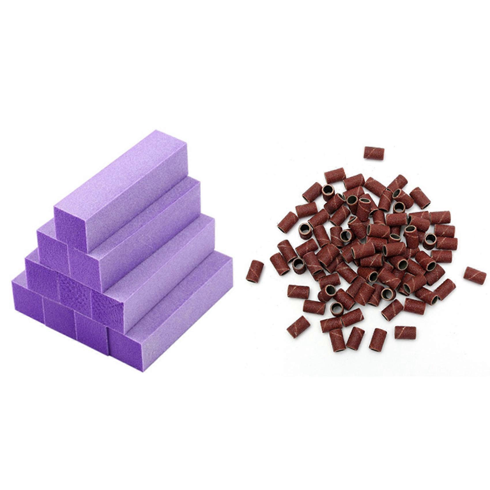 100 PCS Nail Drill Sanding Band Machine Replacement Bits Pedicure (80) & 10X Buffing Sanding Buffer