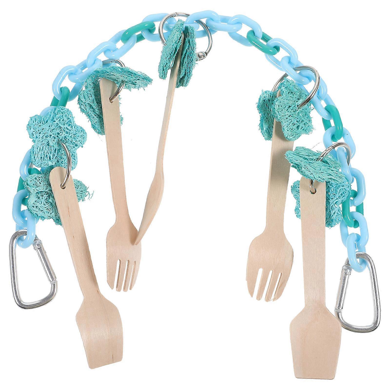 Sky-blue Hanging Bird Toy for Pet Use Made of Safe Synthetic Material 7 inch