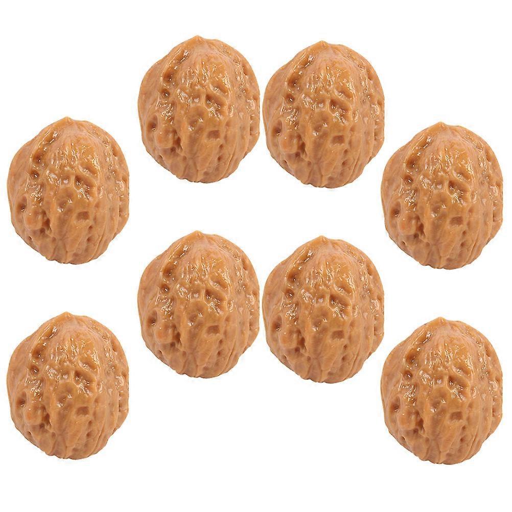 Artificial Nuts Brown Walnut Models for Decor with 8Pcs Simulation