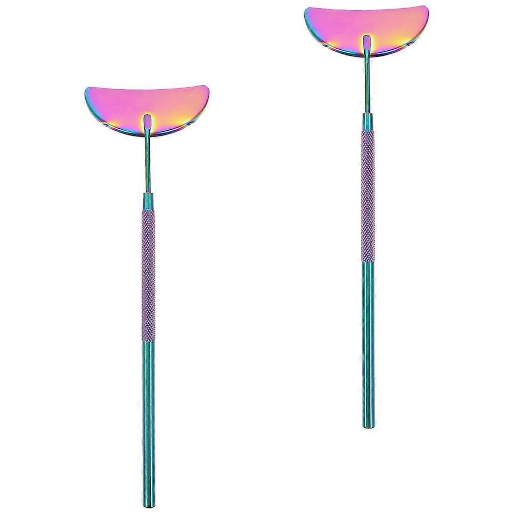 Lash Grafting Mirror Multi Color Moon Shape Eyelash Extensions Non-Slip Handle 16.5x5cm Eyelash Observation 2Pack