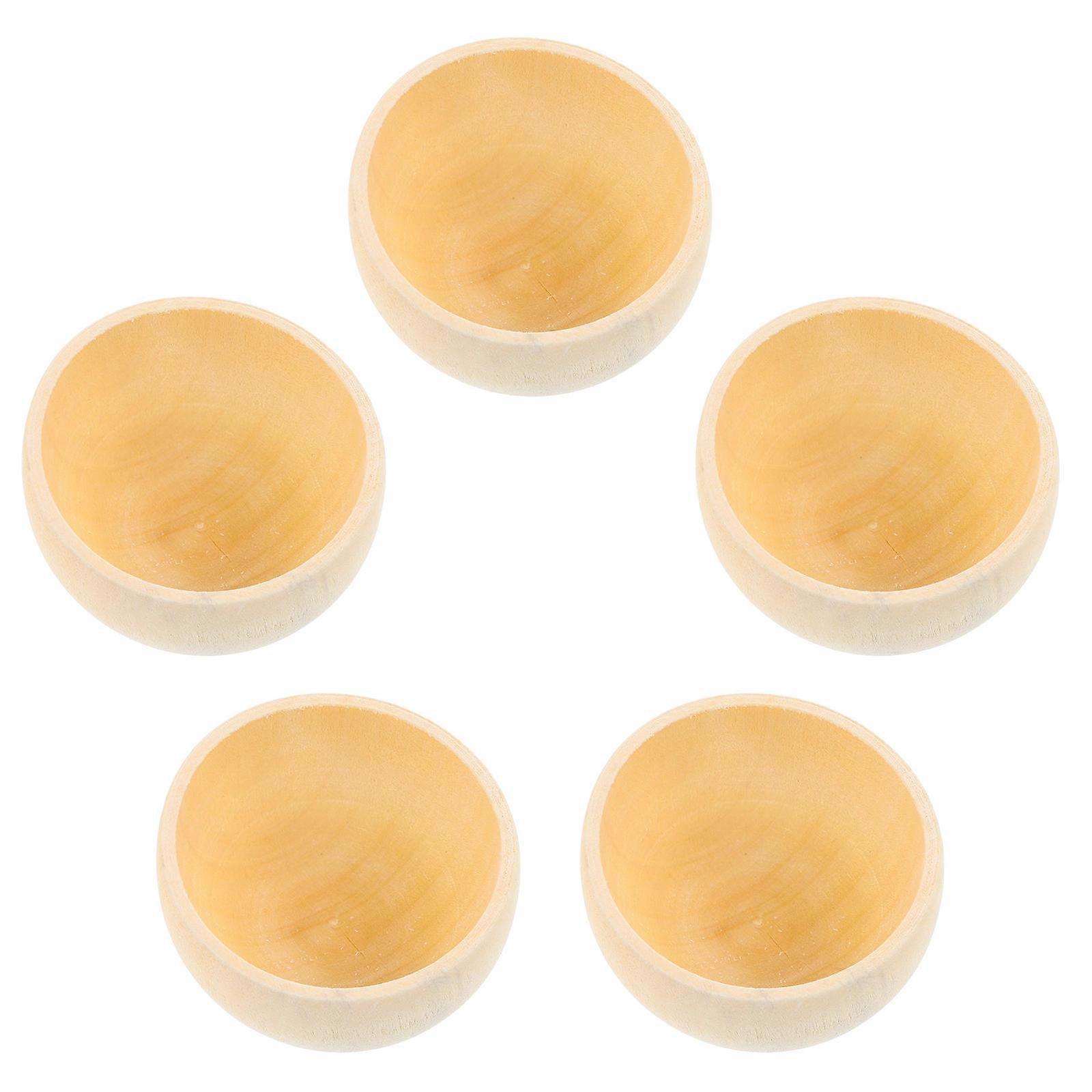 Wood Crafting Bowls Unpainted Wooden Bowls Ideal For DIY Enthusiasts Kids Art Projects 5Pack