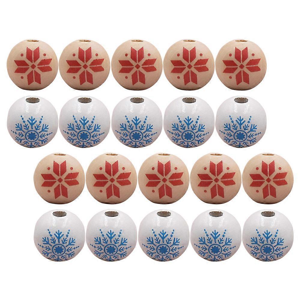 Christmas Themed Wooden Beads 60Pcs Snowflake Pattern Great For DIY Crafts And Family Projects