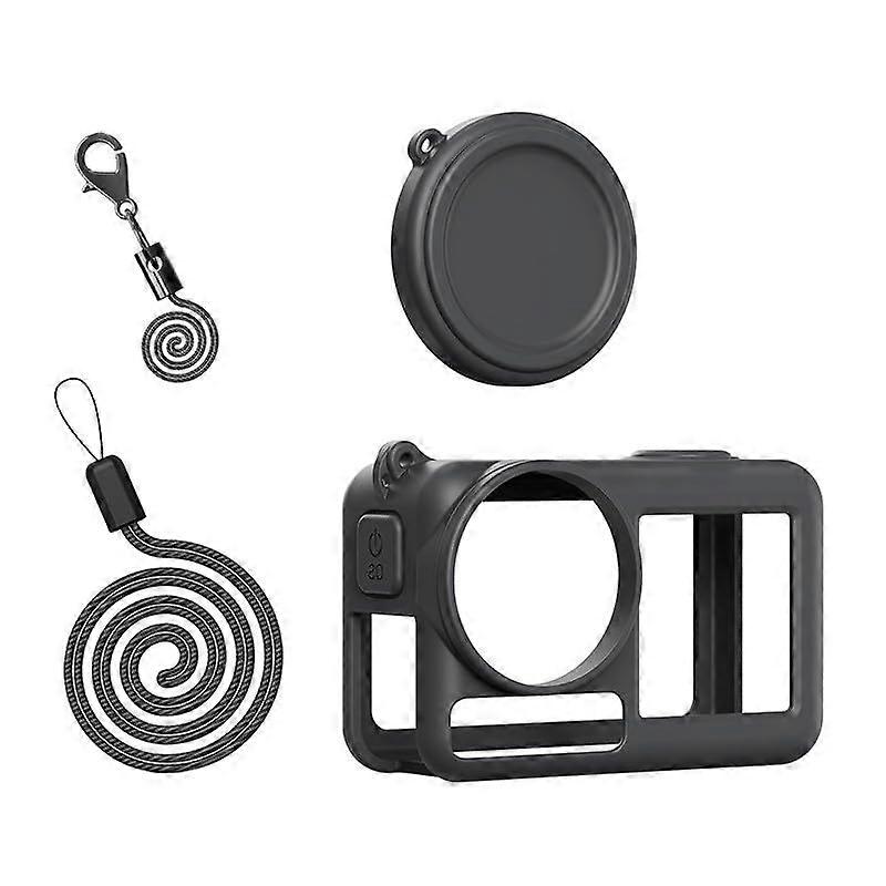 Silicone Case for Action 5Pro With Lens Cap and Adjustable Shoulder Strap Black