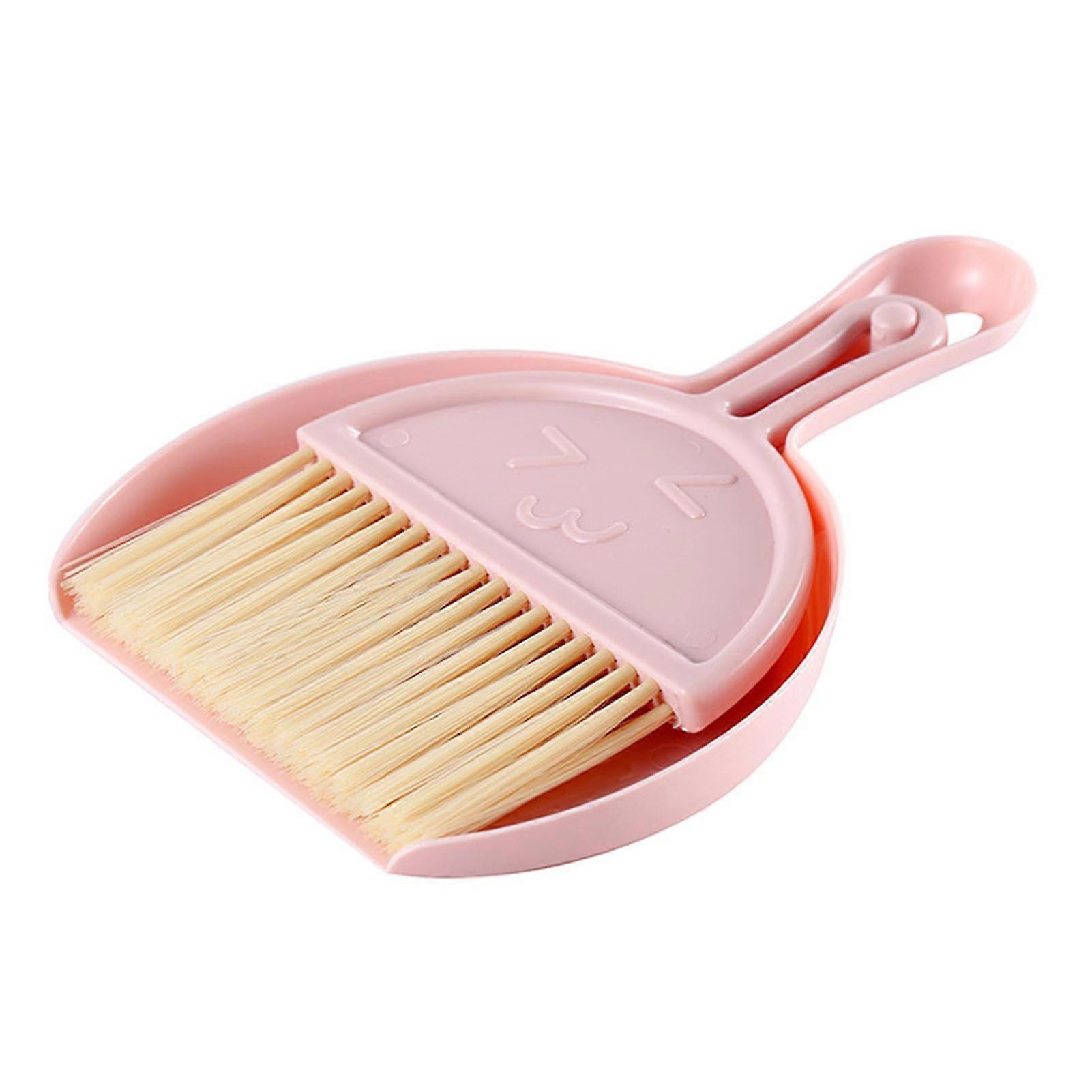 Mini Broom Set with Dustpan – Compact Desktop Cleaner for Keyboard and Small Spaces, Multifunctional Pink Clutter Brush