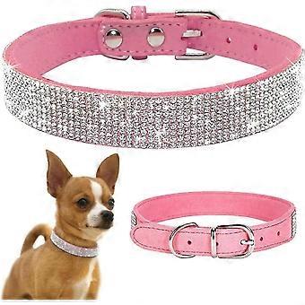 Cute Rhinestone Pet Collar, Glitter Cat Collar, Dog Collar, Soft Leather Pet Collar (xs Pink)