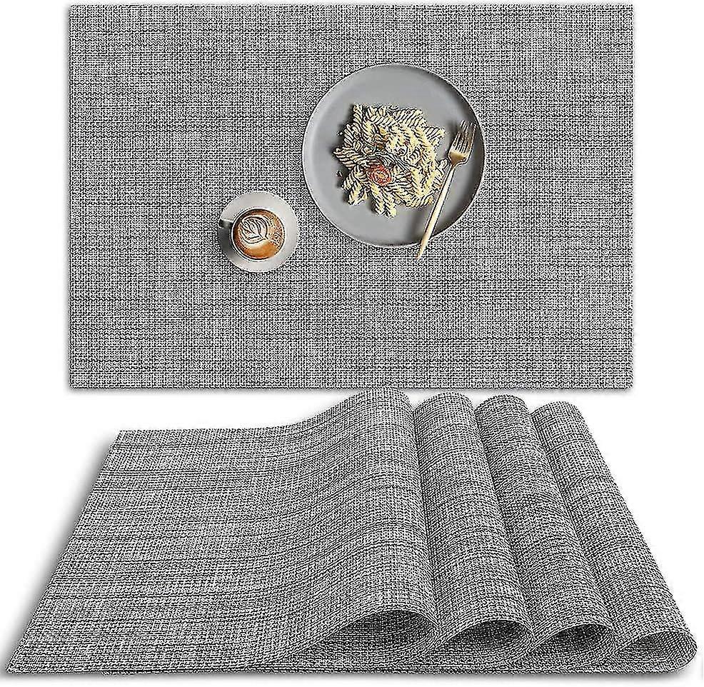 PVC Table Mat Set of Four, 18×12 Inches, Non-Slip, Heat-Resistant and Washable