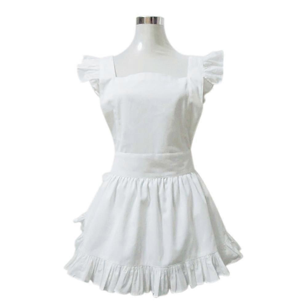 ريترو كشكش المئزر يتوهم لطيف المئزر الأبيض للمطبخ الطبخ الخبز تنظيف خادمة زي - 2023