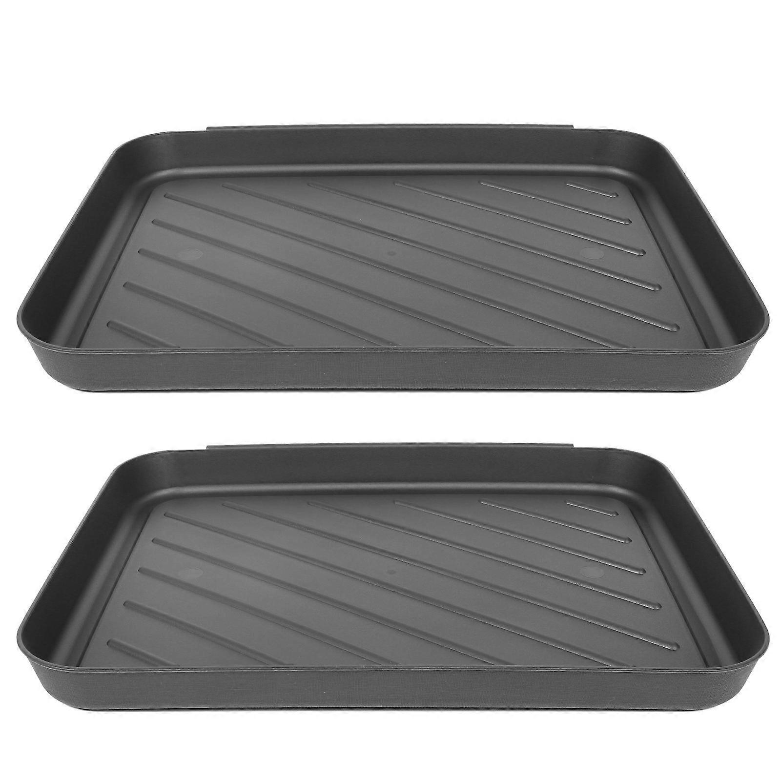 Simple Household Decorative Style Shoe Storage Tray Designed For Indoor And Outdoor Use Crafted From Sturdy Plastic In Black Color 2Pcs